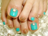 ◆ターコイズGLDネイル◆