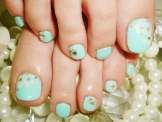 ☆フラワーマカロンブルーネイル☆