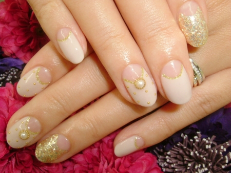 ◆グレージュパールネイル◆