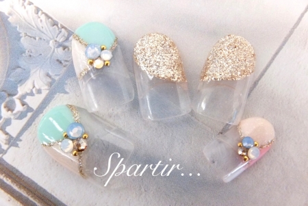 ◇シャーベットビジューネイル◇